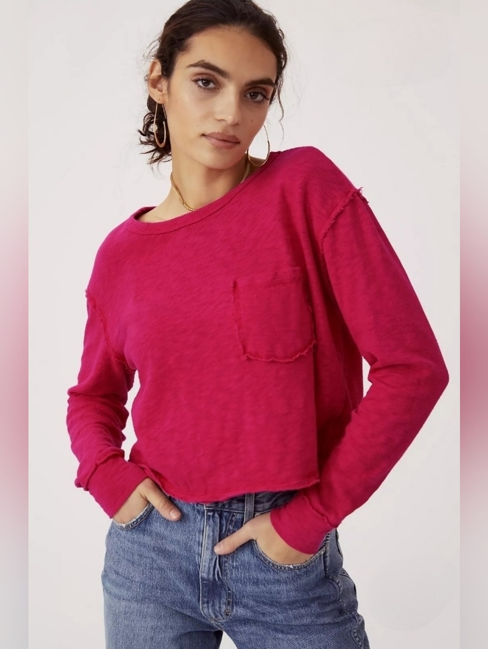 Anthropologie 
T.La Pink Rose Long-Sleeve Pocket Tee